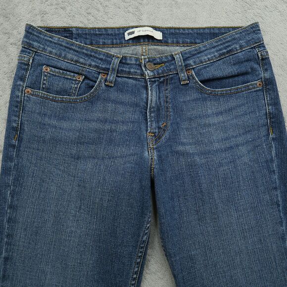 Levi's 518 Jeans Juniors 7 Blue Superlow Stretch Bootcut 29" Inseam Distressed - Picture 13 of 16